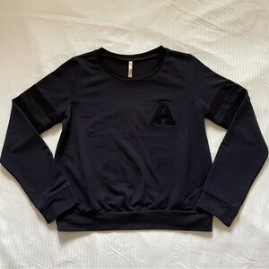 Navy varsity shirt with letter patching